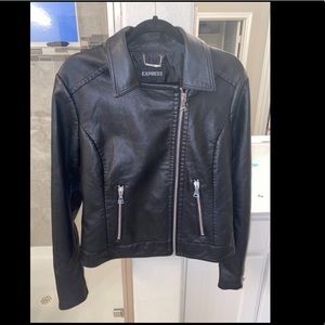 Express Black Faux Leather Zip Jacket